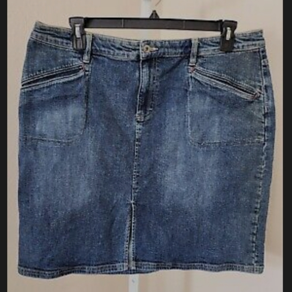Vintage Tommy Hilfiger Jeans Women'sBlue Denim Jean Skirt Size 12 Vintage